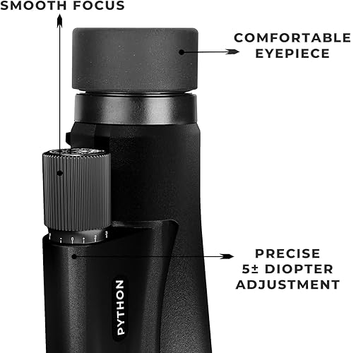 Miniatura 5 de Python Range Master Ultra HD - Telescopio monocular de alta potencia de 12 x 52 pulgadas con soporte para teléfono, bolsa de cuero, correa de mano,