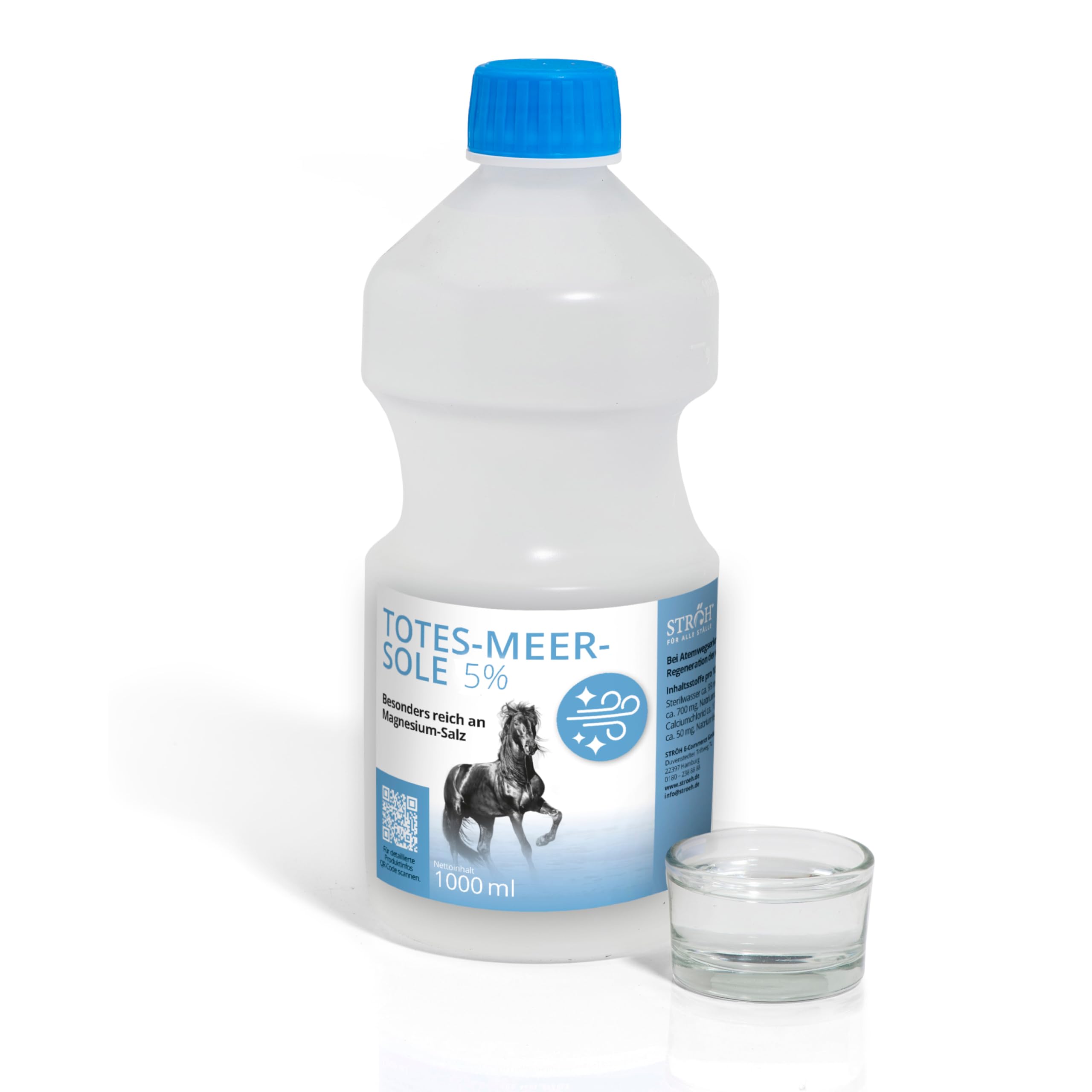 STRÖH "Totes Meer Sole 5%" (1l) Inhalation • Regeneration der Atemwege bei Pferden • Bei Atemwegserkrankungen, Allergie & Ekzeme