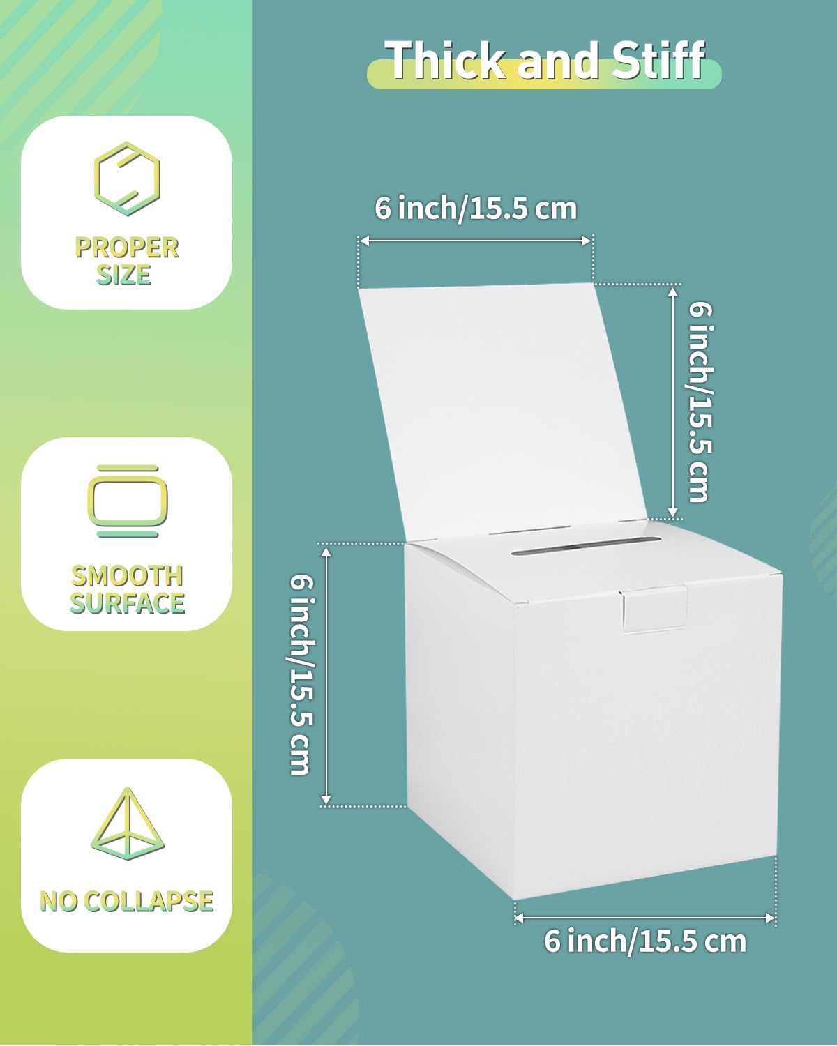 Uniclife 6 Pack Scatola per schede elettorali con fessura Scatola per suggerimenti Scatola per lotterie Scatola per donazioni per raccolta fondi Scatola in cartone bianco per concorso di beneficenza