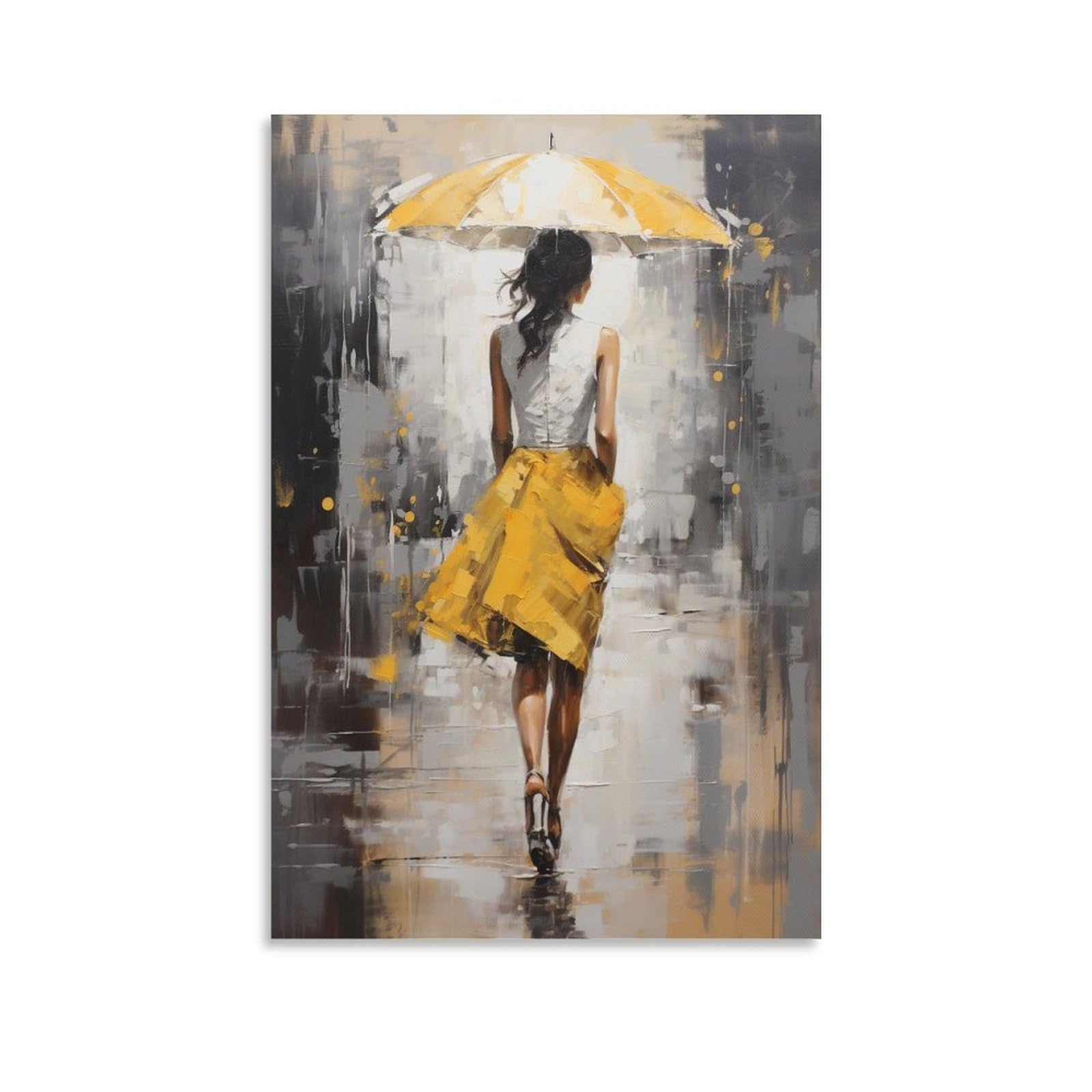 AYAROS Gorgeous Woman Canvas Wall Art for Bedroom Watercolor Retro Beautiful Abstract Umbrella Wall Decor Poster for Room Aesthetic Unframed 08x12 inch