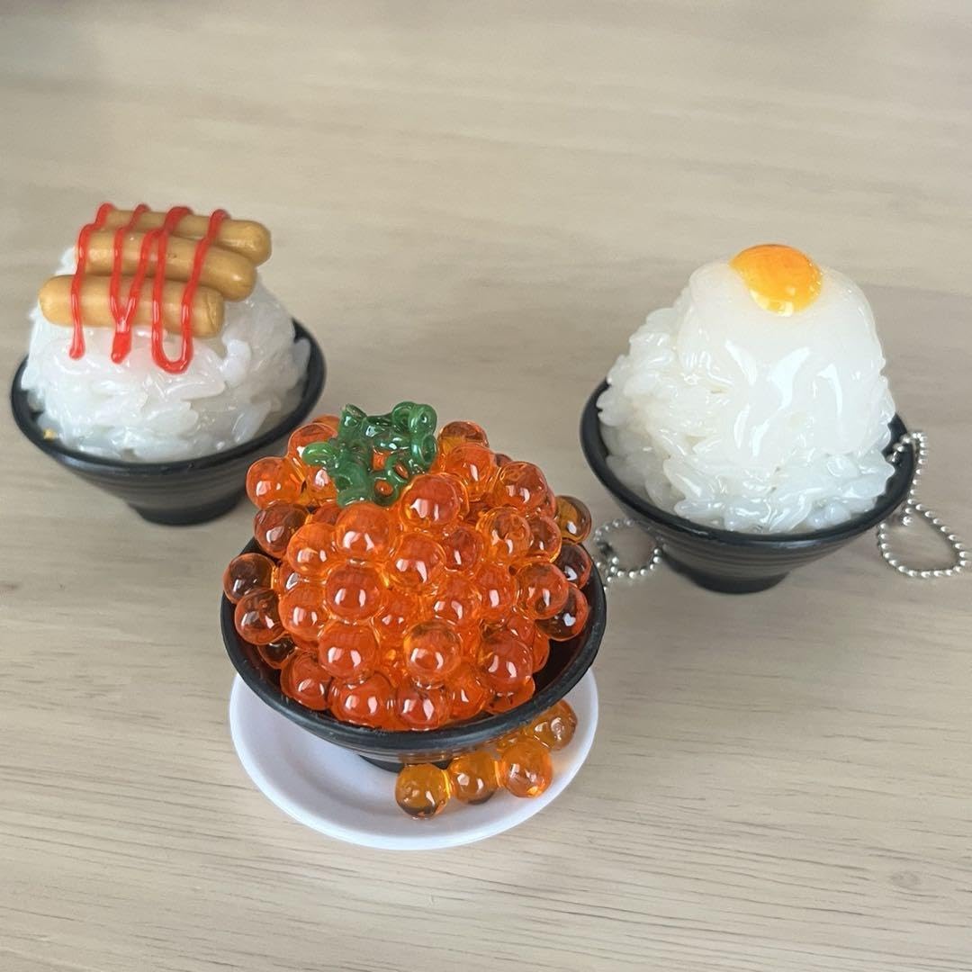 Amazon.co.jp: ミニチュア 食品サンプル キーホルダー いくら丼