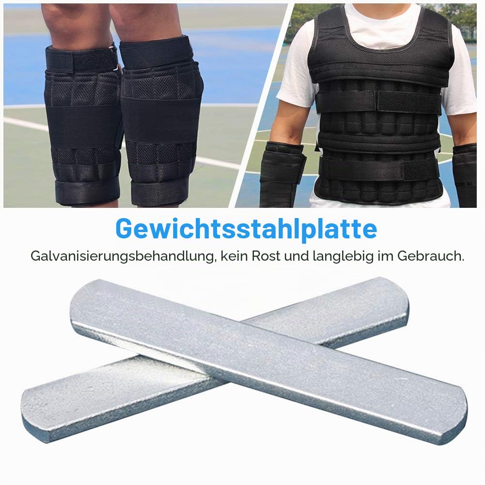 Stahlplatten für Gewichtsweste, Krafttraining Gewicht Stahlplatte für Weste, verstellbar, runder Kopf, rostfrei