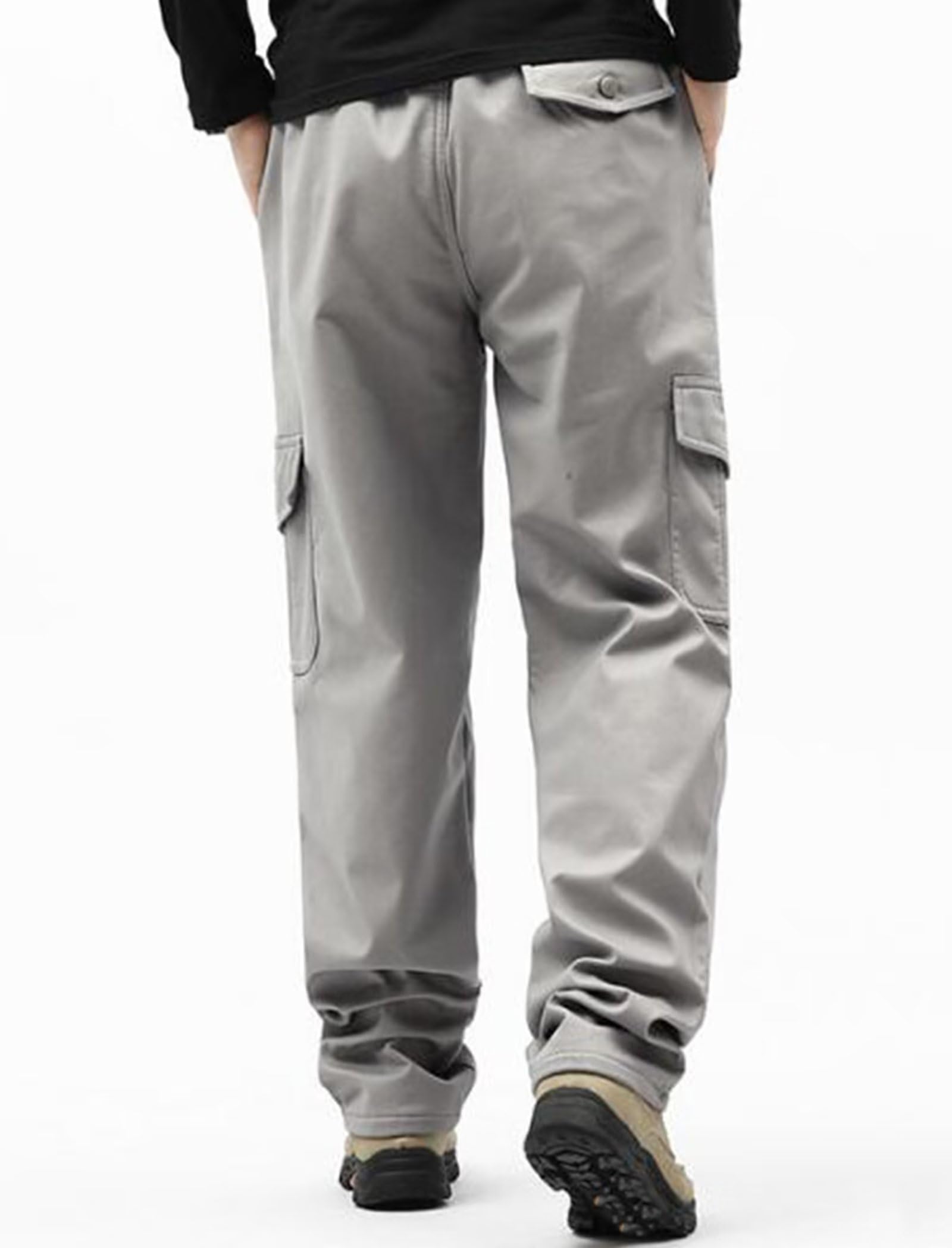 Uomo Pantaloni Cargo Termico Caldo Pile Foderato Pantaloni da Combattimento Elastico Vita Pantaloni tattico Pantaloni Softshell con Tasche Multiple