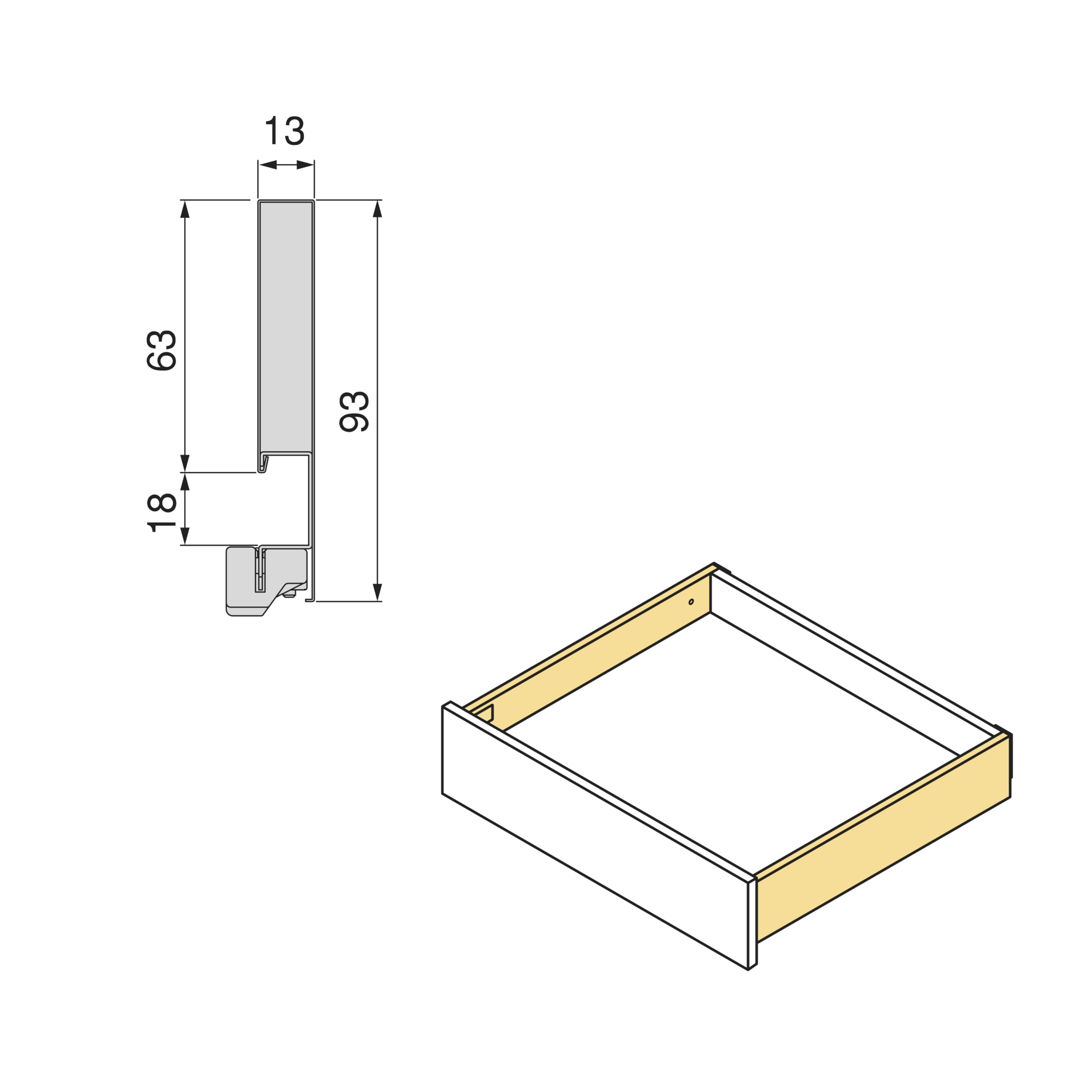 Emuca - Vertex with 3D Regulation External Drawer, Height 93mm, 40kg, Board Thickness of 18mm, Depth 400mm, Steel, Anthracite Grey - Image 2