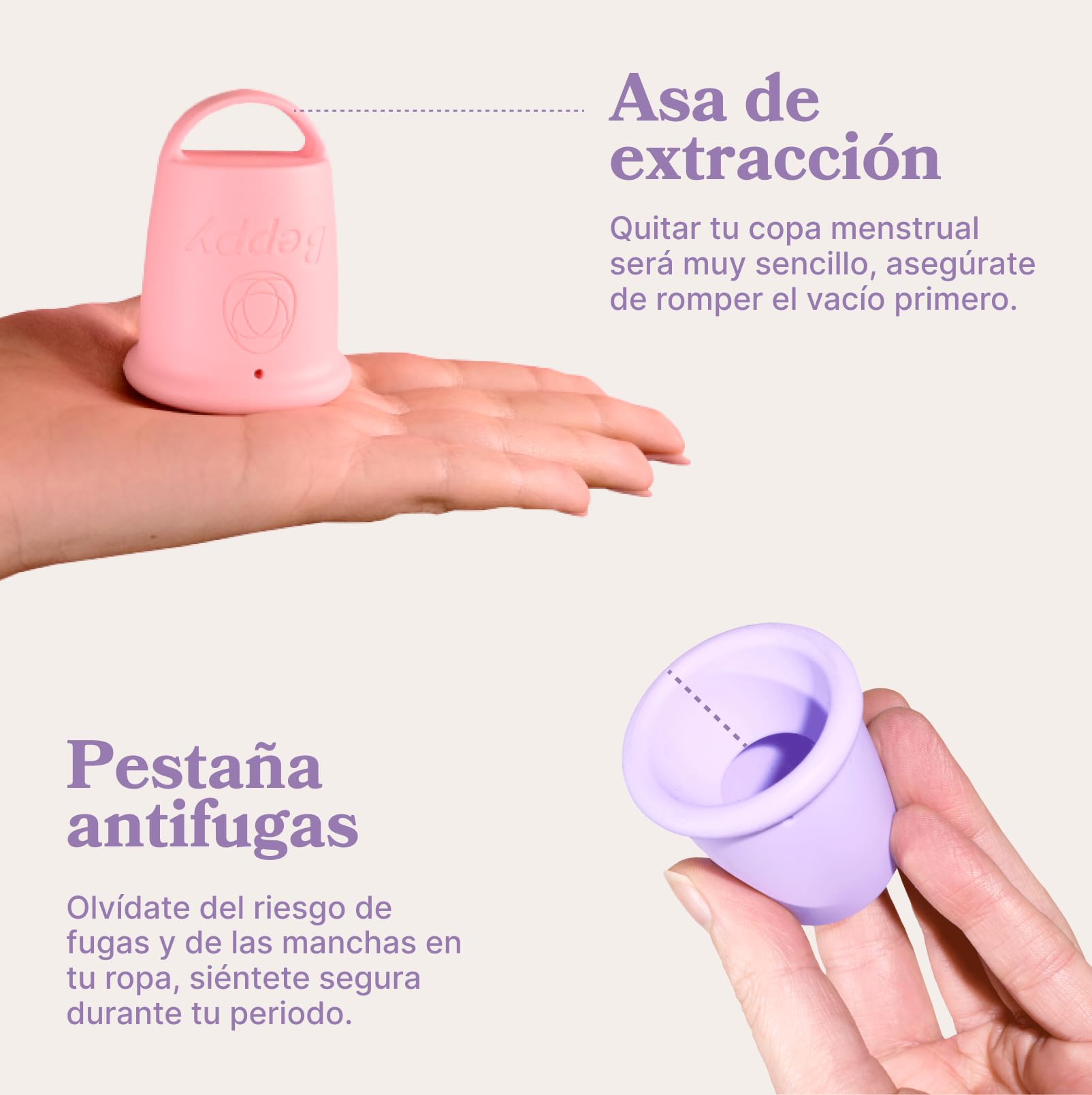 Combo Cotton Candy - Beppy Copa menstrual pack de dos | Copas menstruales sin fugas | Copa menstrual de silicona médica | Beppy Cups