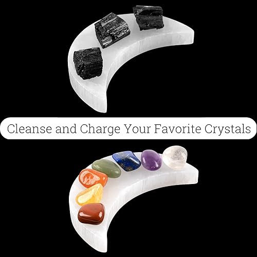 Miniatura 4 de Placa de carga de selenita, cristal de selenita de luna de 4 pulgadas, extraída y fabricada en Marruecos, ideal para limpiar y recargar cristales y