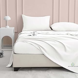Queen Sheet Set, 4 Piece, 100% Egyptian Cotton, High Thread Count, Deep Pocket up to 16 Inch, Breathable, Soft, Cooling, Hotel Luxury Bedding, White Solid, Breathable, Queen Size Bed Sheets