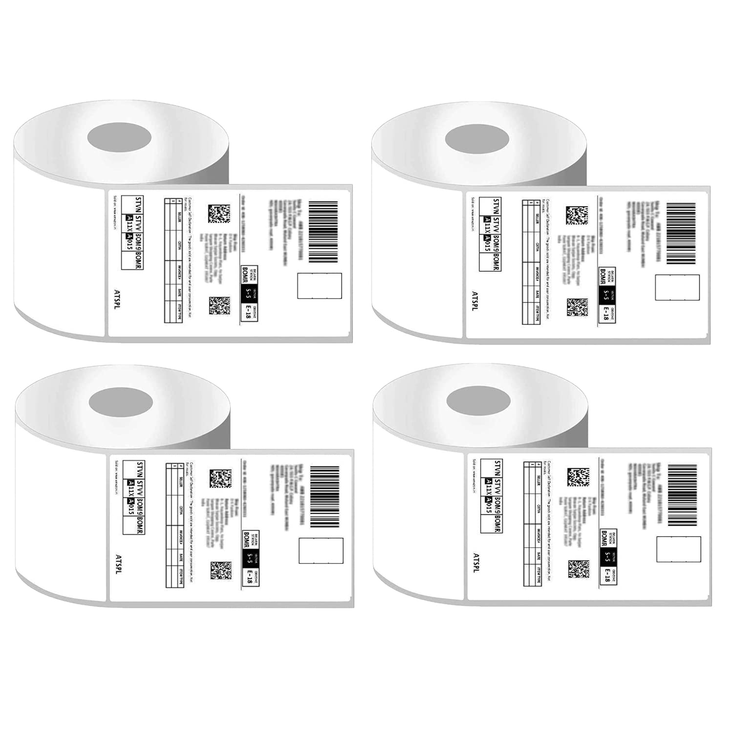 SKYFURNISH 4" x 6" Compatible Thermal Shipping Label Rolls, 400 Shipping Labels Roll, Compatible with Thermal Transfer Barcode Labels, Permanent Adhesive (4)