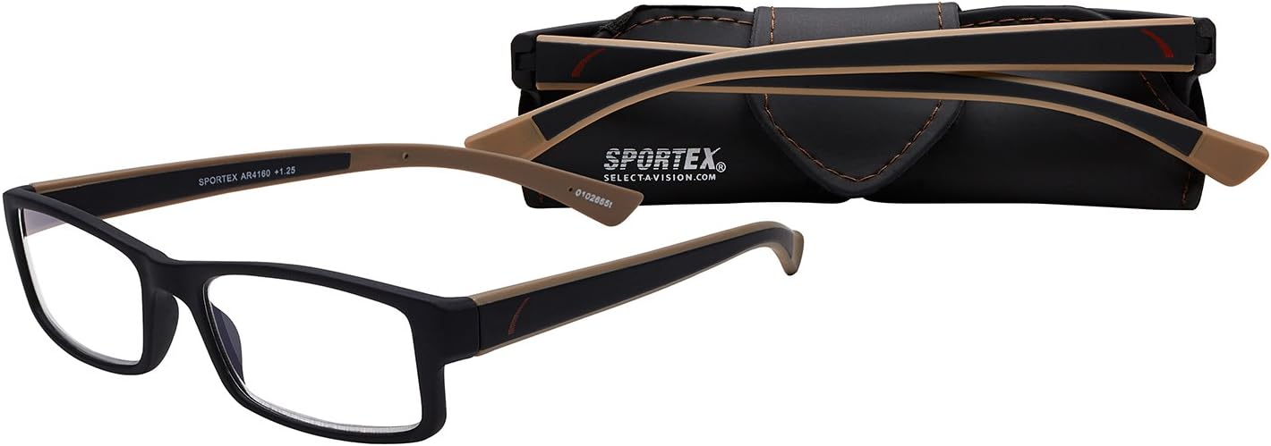 SportexEAR4160 Rectangular Sport Reading Glasses, Brown, 2.75