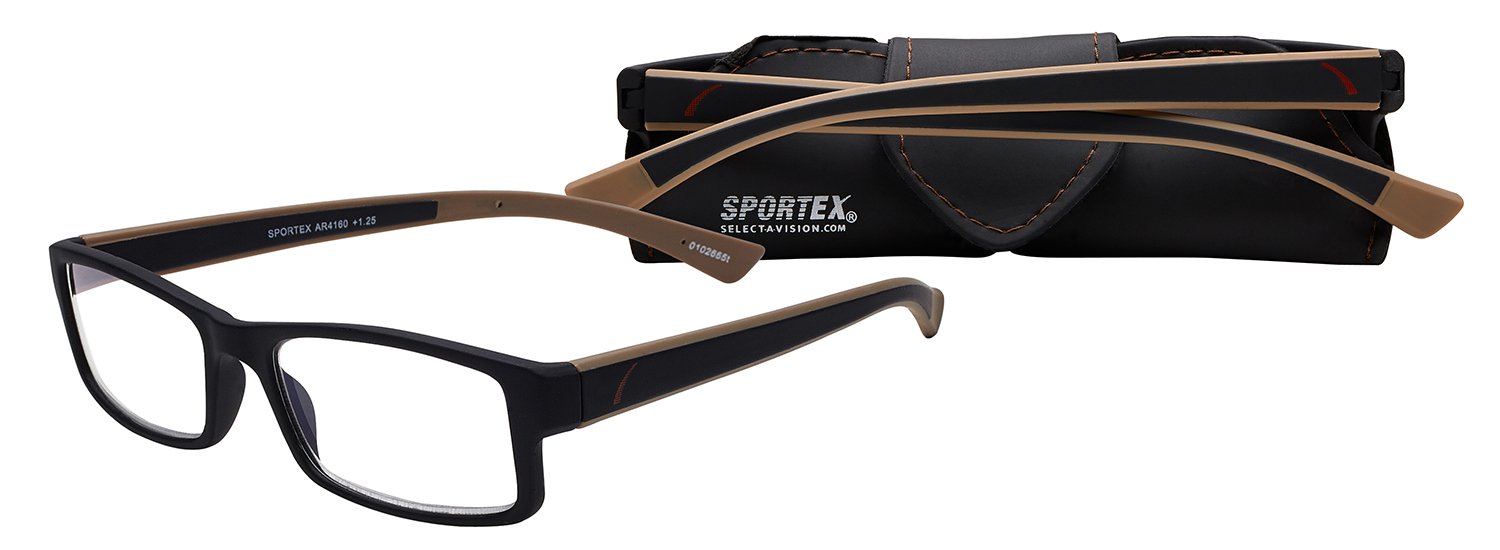 SportexEAR4160 Rectangular Sport Reading Glasses, Brown, 2.75
