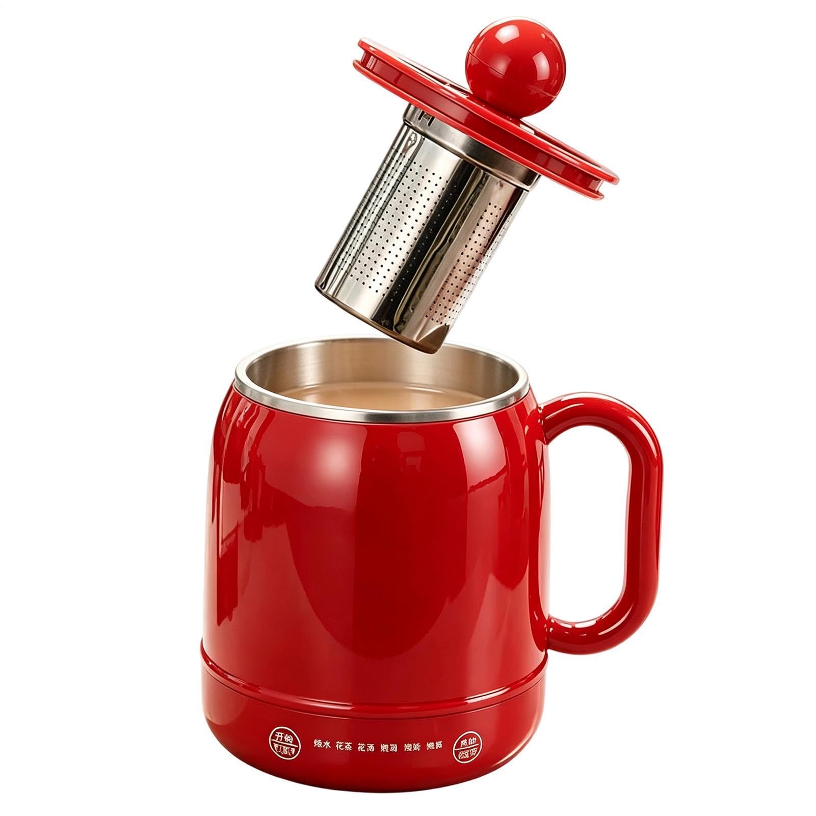 Mały wolnowar 6 w 1, 800 ml, ceramiczny, nieprzywierający, ergonomiczny | Wolne gotowanie garnek do zupy z pokrywką do domu, mieszkania, biura, podróży, na kemping, piknik, jedzenie, owsianka, mleko