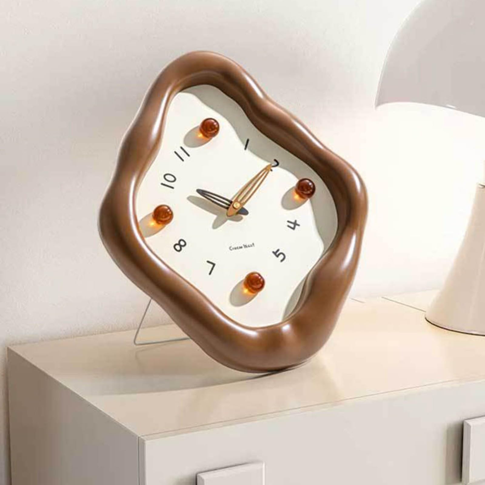Reloj de pared de 12 pulgadas, diseño moderno de rombos, silencioso, sin tictac, funciona con pilas, con números negros, para sala de estar, dormitorio, cocina, cocina (palma de azúcar)