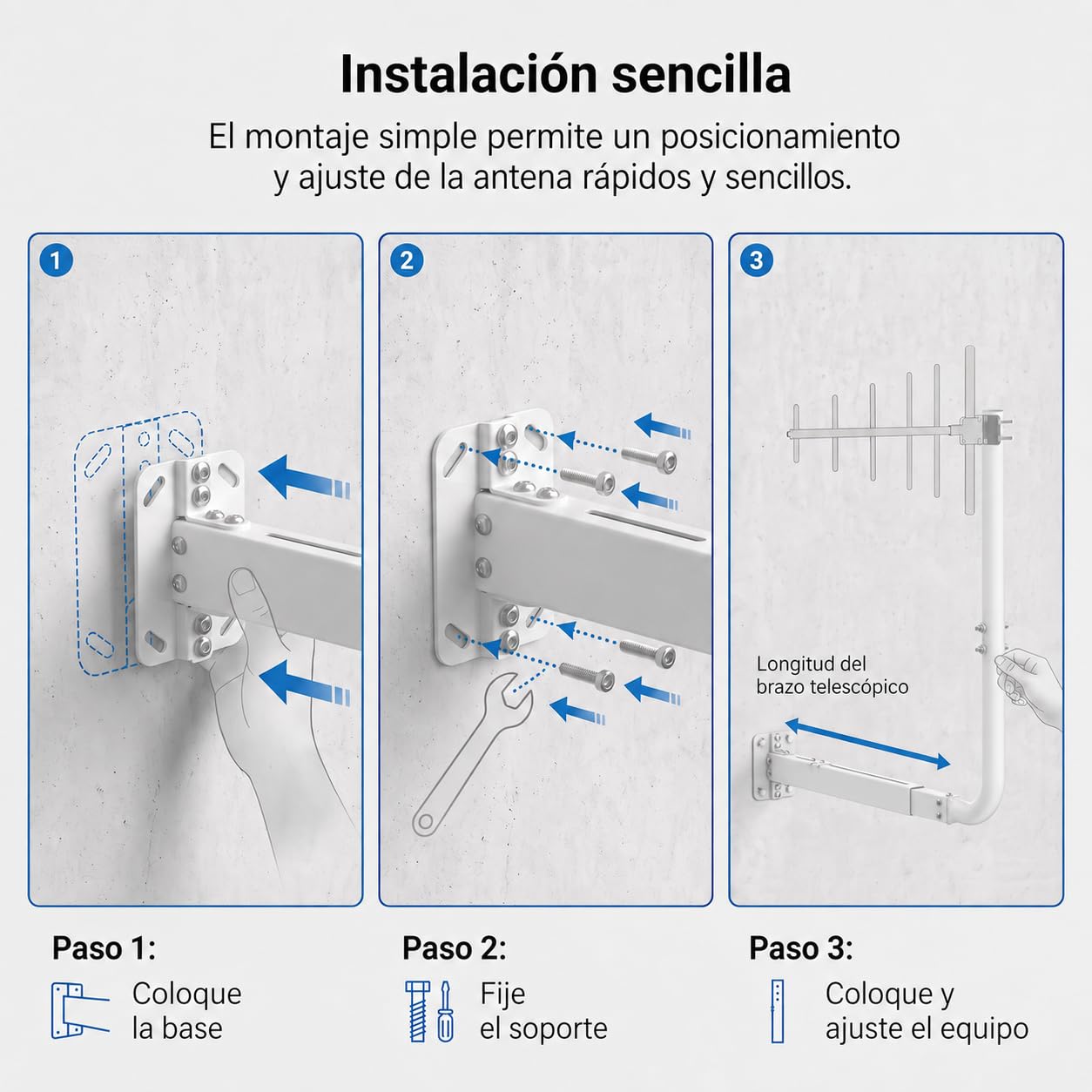 Mástil de Antena para Antenas de TV, satélite, Radio y WiFi