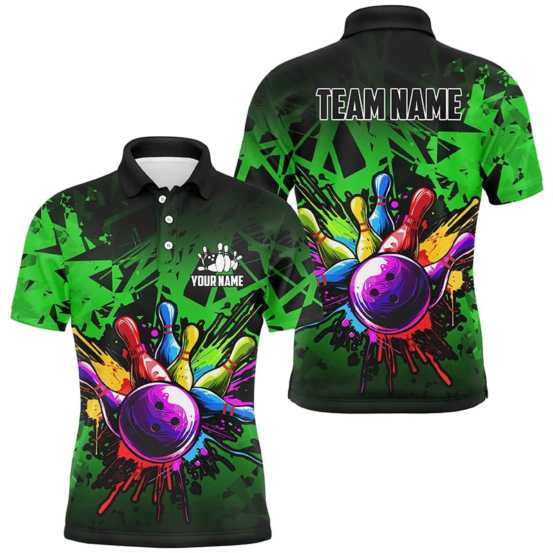 ChipteeAmz Colorful Bowling Jerseys, Custom Unisex Bowling Polo Shirts for Men & Women, Personalized Team Bowling Shirts