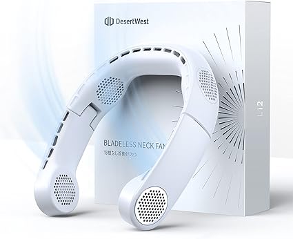 Amazon Desertwest ネッククーラー 首掛け扇風機 業界初4つのターボファン ネックファン くびかけ扇風機 携帯扇風機 最新折りたたみ式 4000mah超大容量 長時間連続使用 3段階の風力切り替え ハンズフリー 羽なし Usb Type C充電式 軽量 マスク蒸れ対策 自宅 家事などに