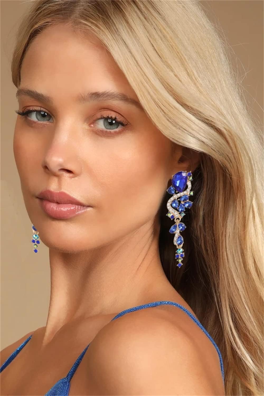 Rhinestone Statement Dangle Earrings Sparkly Crystal Bridal Wedding Earrings for Brides Bridesmaides Chandelier Teardrop Earrings for Women Prom Party - Image 8