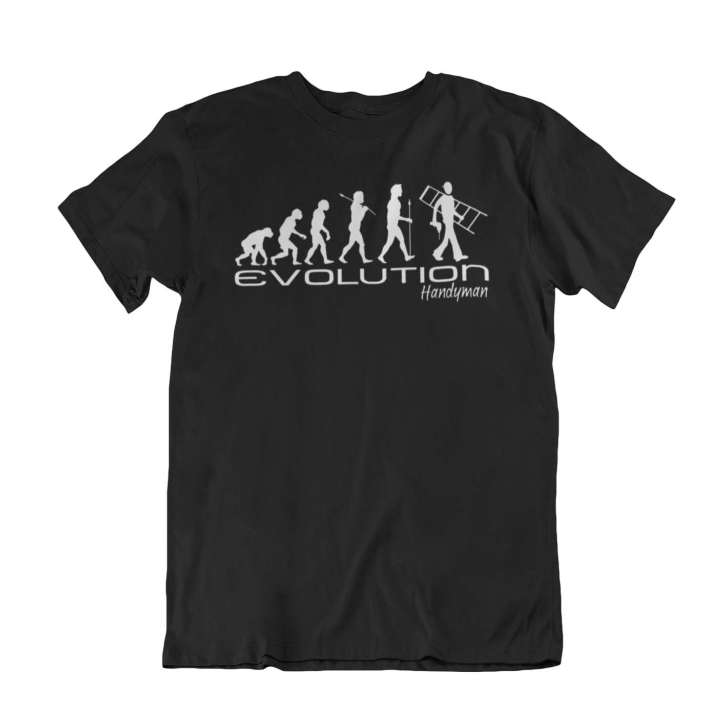 Jonny Cotton Men's Black Evolution Of A Handyman - Diy Occupation Novelty T-Shirt (Small, )