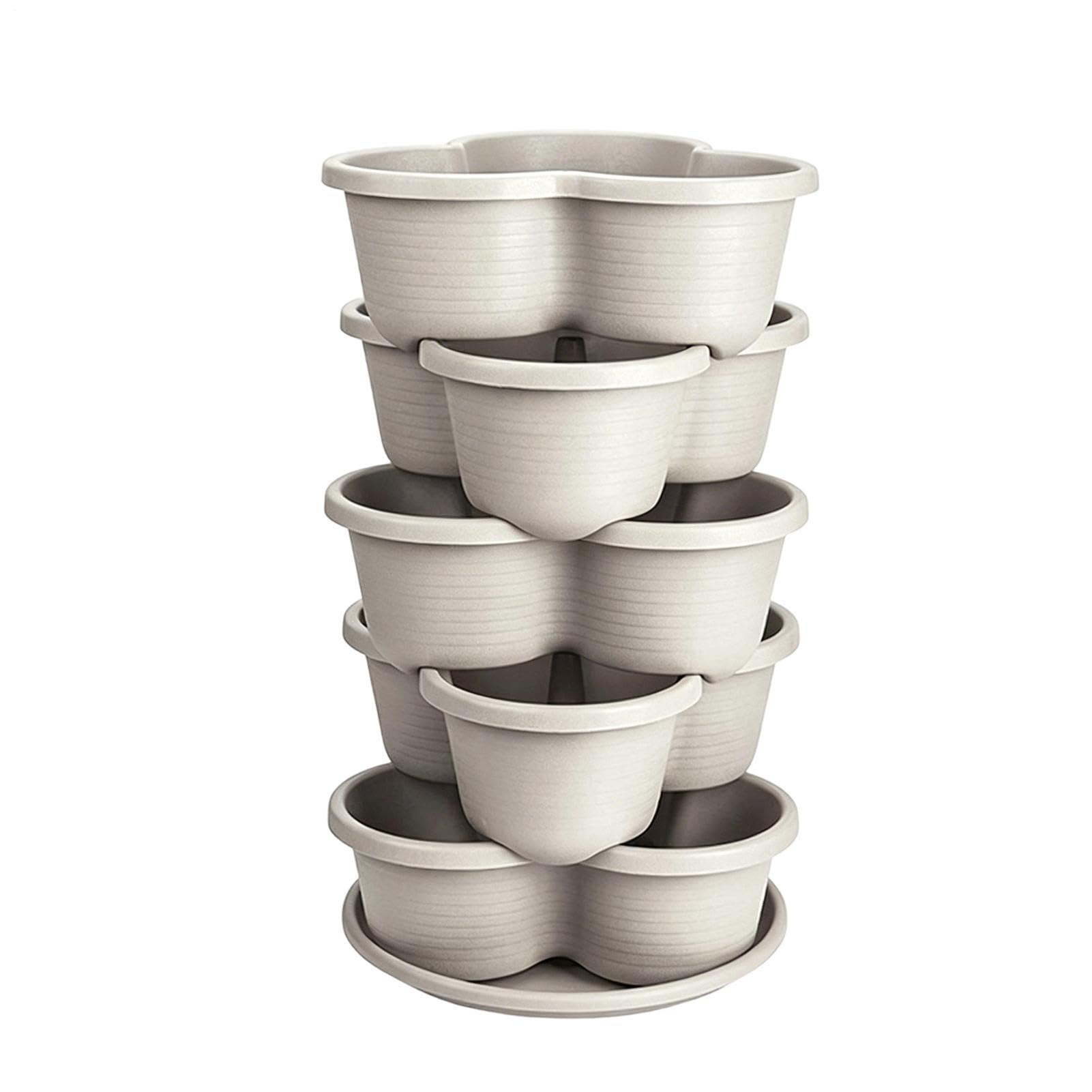 Maceta Vertical Para Jardín 5 Piezas de Maceteros Apilables en Niveles para | Jardinera Estratificada Útil para Patio Balcón Jardín Hogar Casa Exterior Interior Flores Verduras Hor