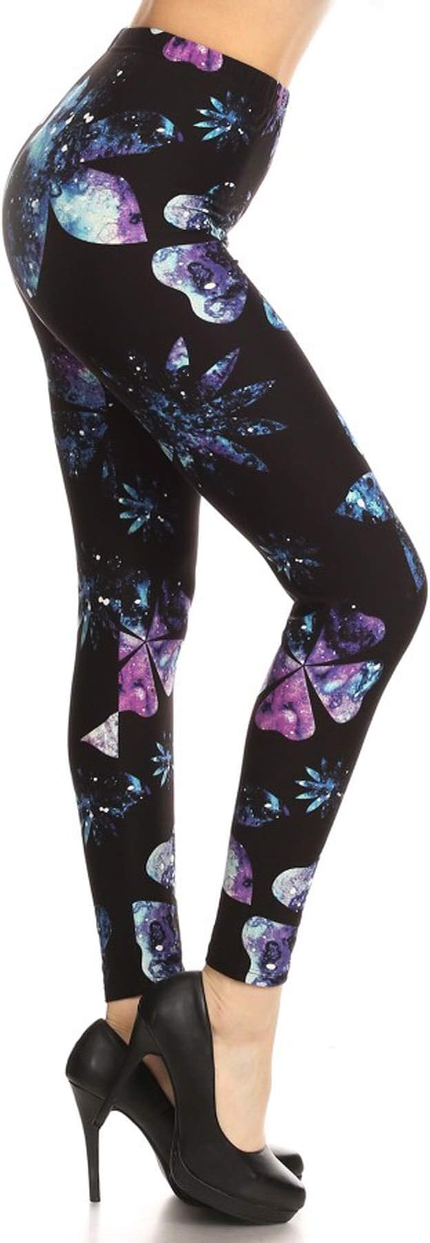 Leggings DepotR699-3X5X Galaxy Floral Print Fashion Leggings