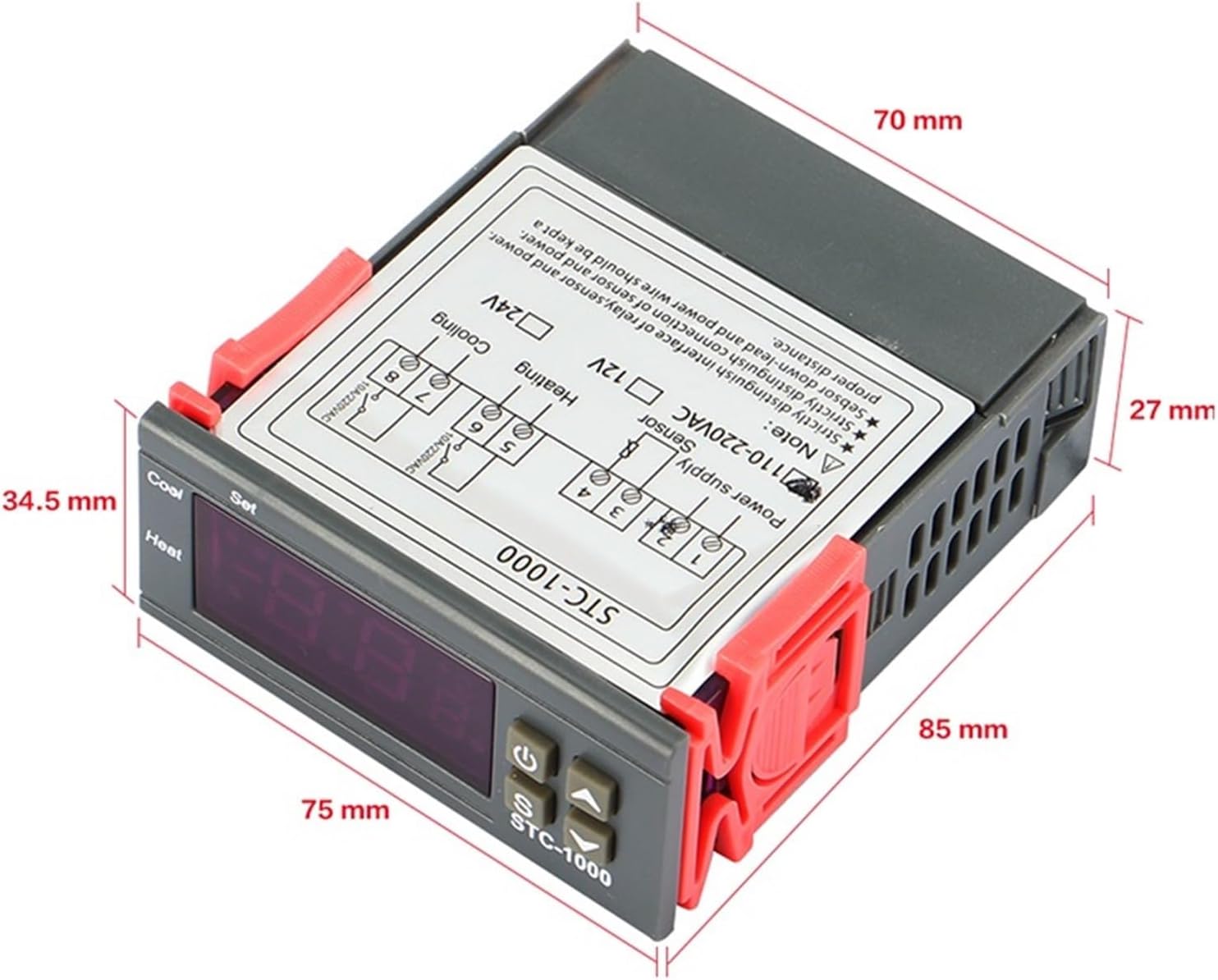 STC-1000 12V 24V 220V Digital Temperature Controller for Incubator Relay LED 10A Heating Cooling Thermoregulator Thermostat(24V)