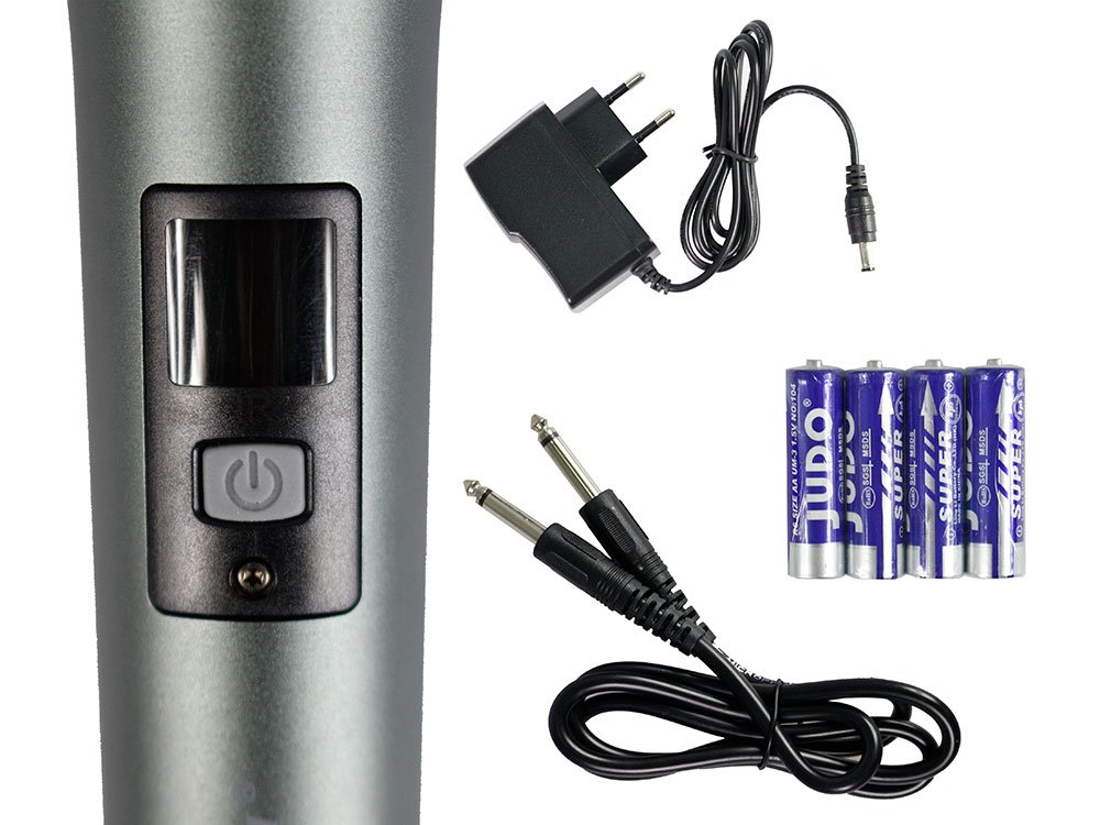 Vetrineinrete® Kit radiomicrofoni professionale UHF con microfoni lcd wireless senza fili e ricevitore 2 canali con display digitale KIT-MIC01 N26