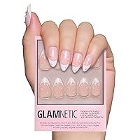 Vista 8 de Glamnetic - Confetti Uñas postizas semitransparentes, cortas en forma de almendra, calidad de salón 15 tamaños - Kit de 30 uñas con pegamento