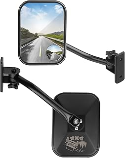 Huidnnas Jeep Wrangler TJ JK Doors Off Mirrors, Door Hinge Mirror for Jeep Wrangler TJ JK Accessories 1997-2006/2007-2018, Anti-shake and Wider View Safe Driving Jeep Doors Off Mirror 2PCS