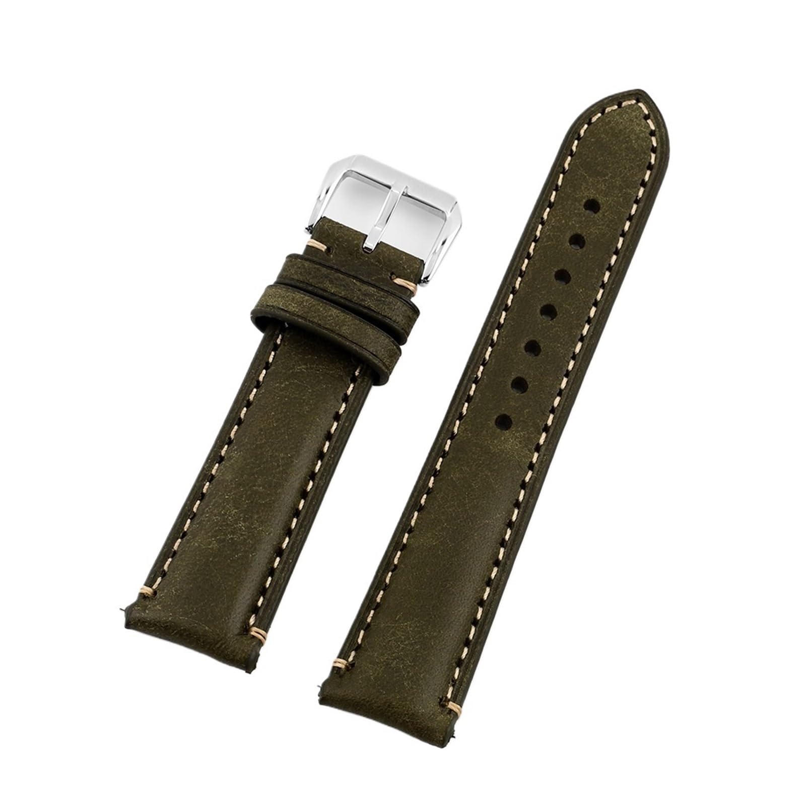 Vintage Crazy Horse Leather Watch Straps Quick Release 18mm 20mm 22mm Universal Black Blue Wristband Half Arch Design Band