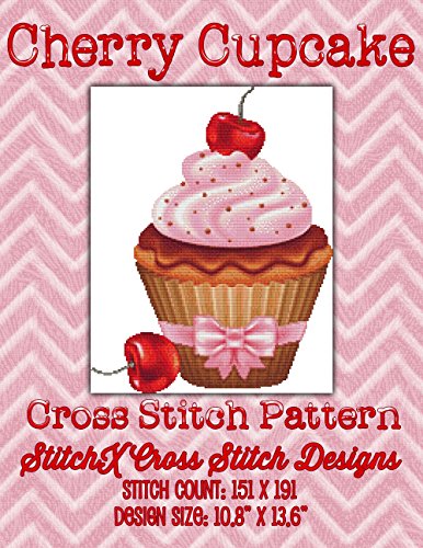 Cherry Cupcake Cross Stitch Pattern