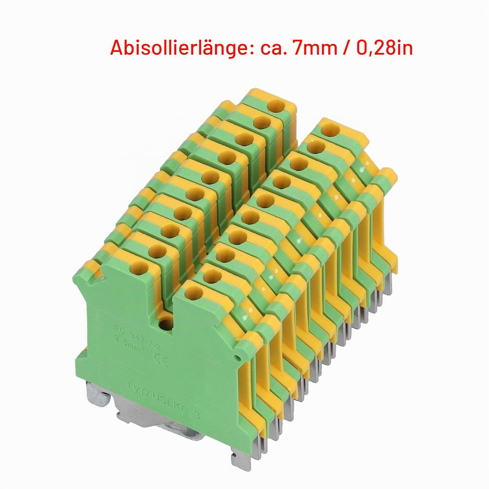 Hosie Erdungsklemme, TYP USLKG-3 Reihenklemme 50 Stck, Gelb + Grn, Schraubklemme, ABS Material