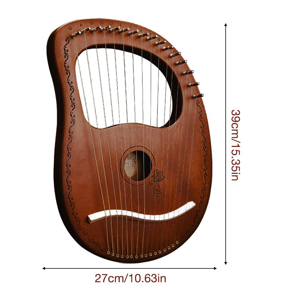 Lyre Harp - Lyre 16 String | Lyra Harp Mahogany Body Strings Strumento | Arpe acustiche robuste in mogano, strumento professionale per corde orchestrali per amanti della musica corde raccolgono e