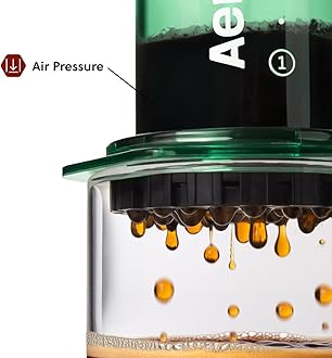 AeroPress Clear Coffee Press – 3 In 1 Brew Method Combines French Press, Pourover, Espresso, Full Bodied Coffee Without Grit or Bitterness, Small Portable Coffee Maker for Camping & Travel, Green