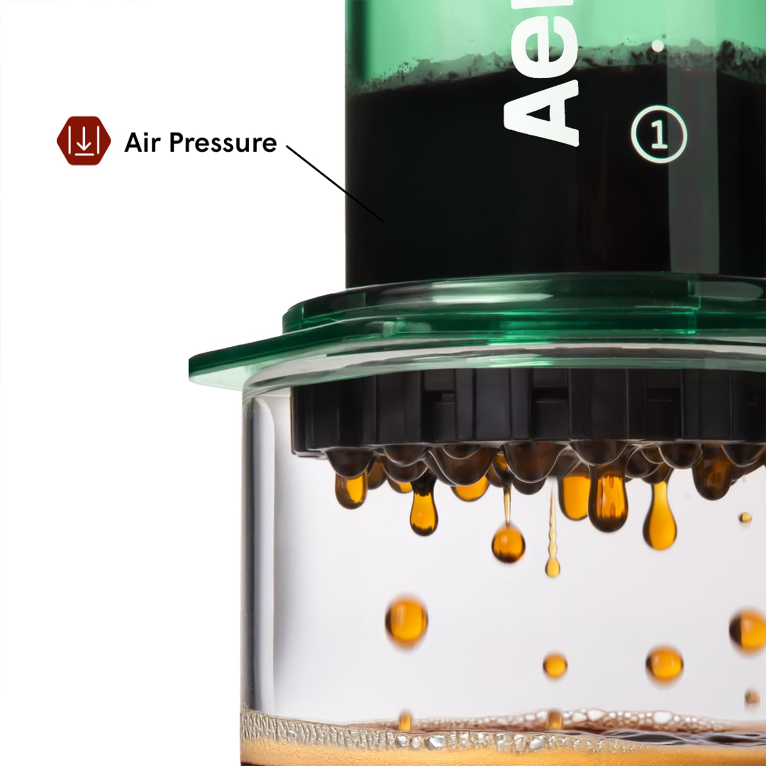 AeroPress Clear Coffee Press – 3 In 1 Brew Method Combines French Press, Pourover, Espresso, Full Bodied Coffee Without Grit or Bitterness, Small Portable Coffee Maker for Camping & Travel, Green