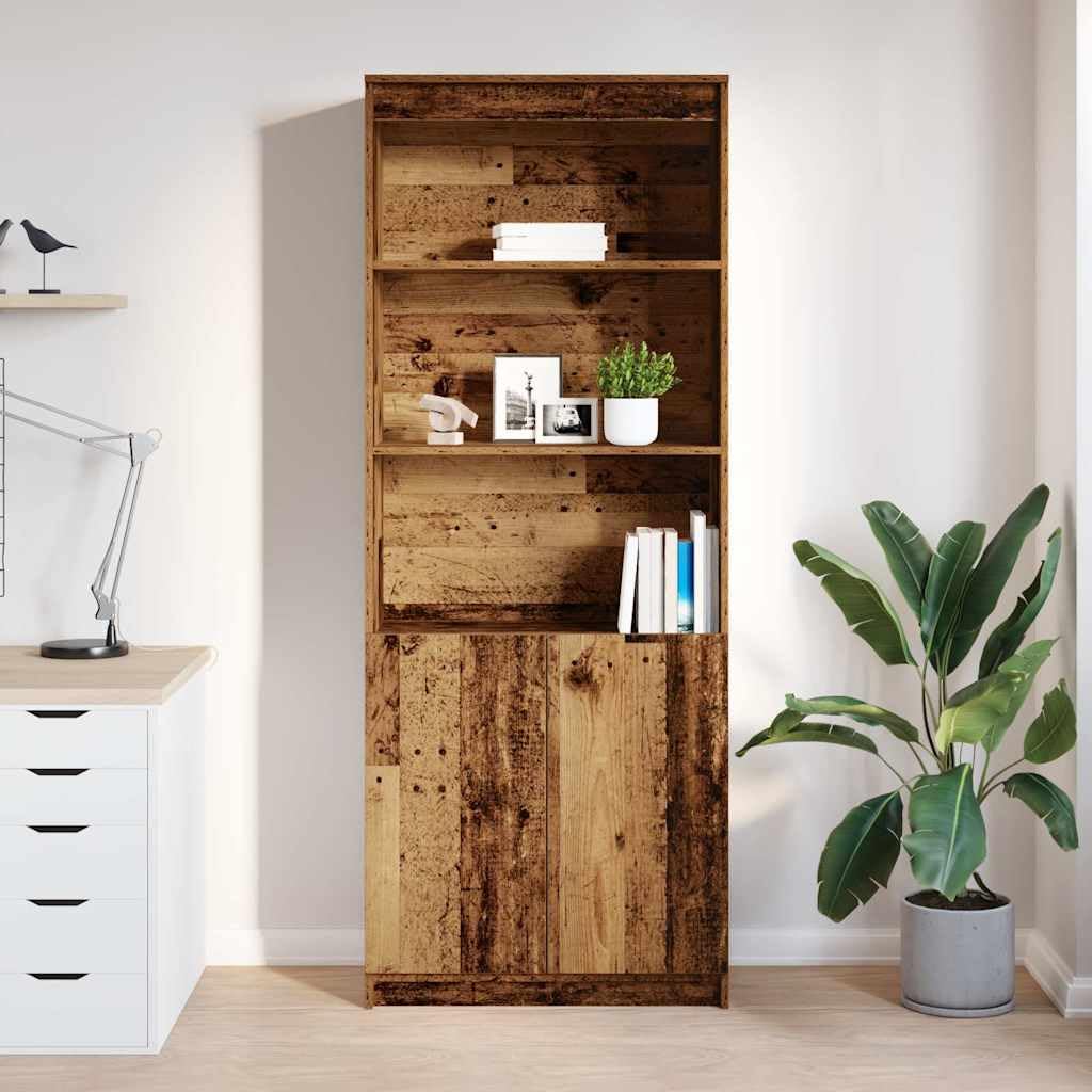 Aparador con aspecto de madera envejecida, 70 x 35 x 180 cm, material de madera, para salón, pasillo, cocina