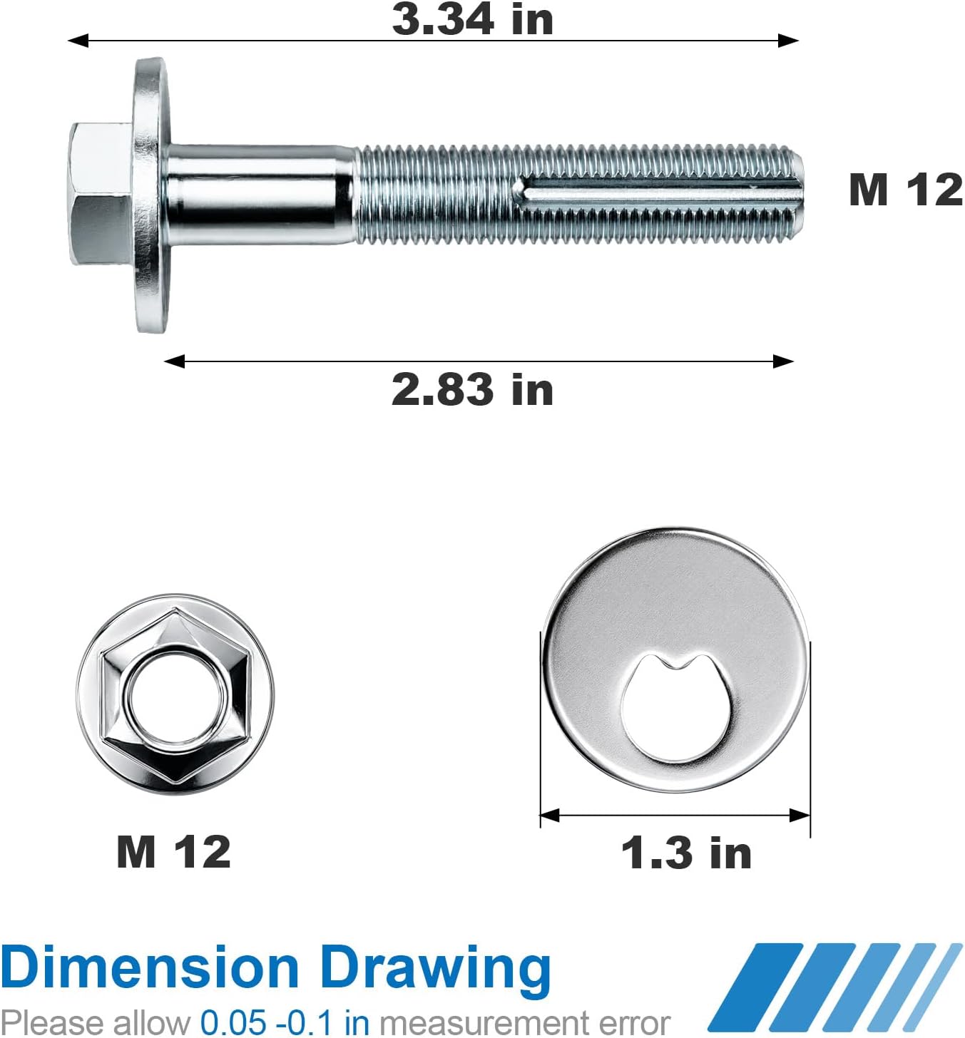 Rear Suspension Camber Bolt Kit Compatible with Mitsubishi Outlander 11-23 Lancer 09-23 Eclipse Cross RVR ASX, Replace MN1841010 429-010, 40Cr Grade 10.9 Zinc Plated Alignment Bolt Kit, 2 Set