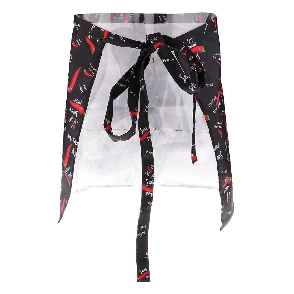 Grembiule corto con tasca in vita per bar, pub, cameriere, barista, chef, 45 cm, peperoncino