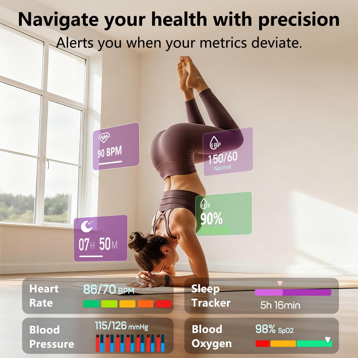 MorePro Health Fitness Tracker with Sleep Monitor, 120+ Sport Modes Waterproof Fitness Watch for Women Men Android iOS