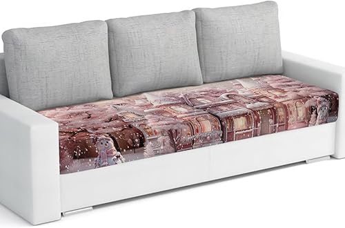 Fundas de cojín rosas para sofá de Navidad, funda elástica para sofá con parte inferior elástica, fundas de sofá con diseño de copos de nieve de