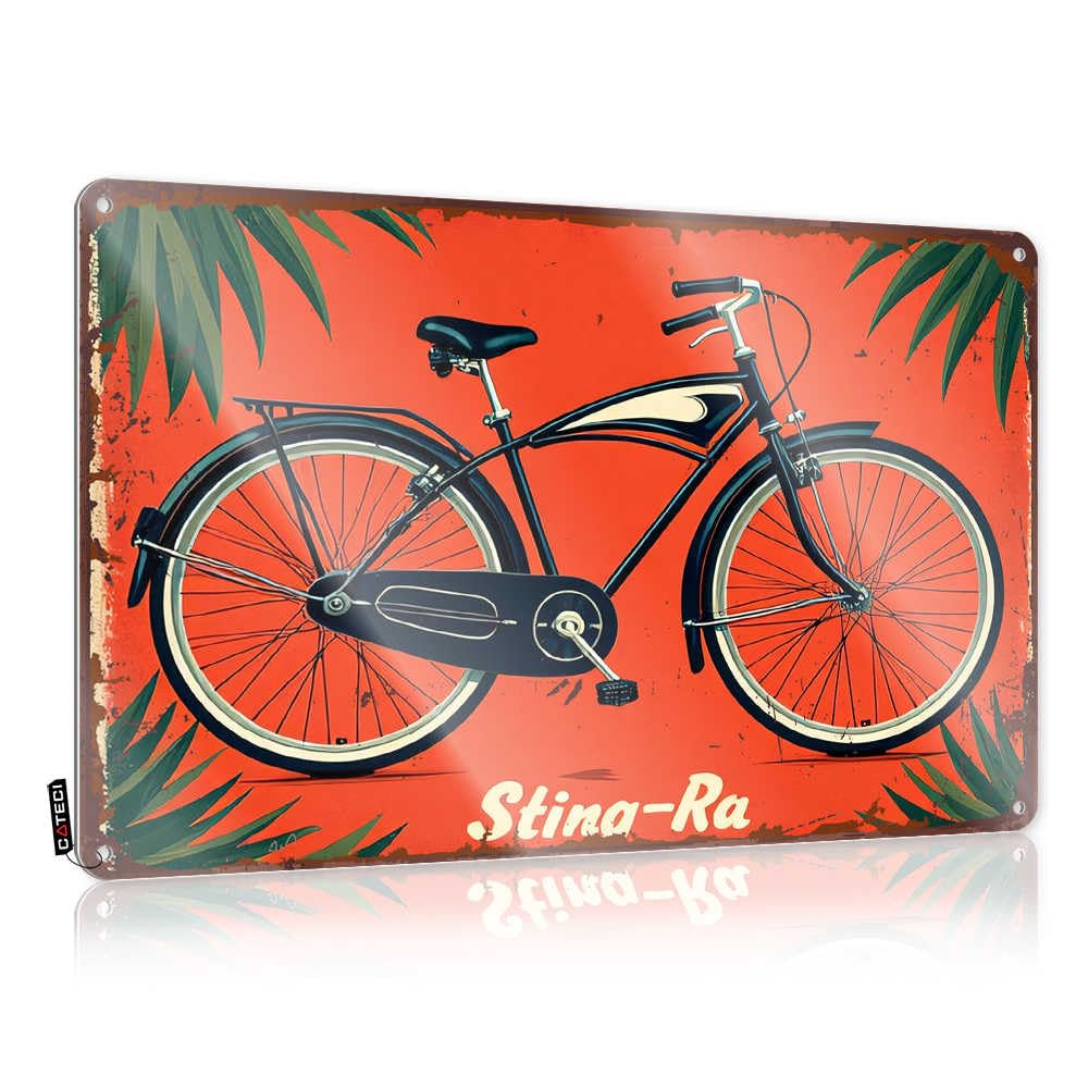 Fzfn Colour Farmhouse Porch Decor Funny Wall Signs Rustic Decor | Sting-Ra Bicycle: Vintage Design With Palm Leaves Funny Metal Wall Decor For Garage Home(30X40cm)