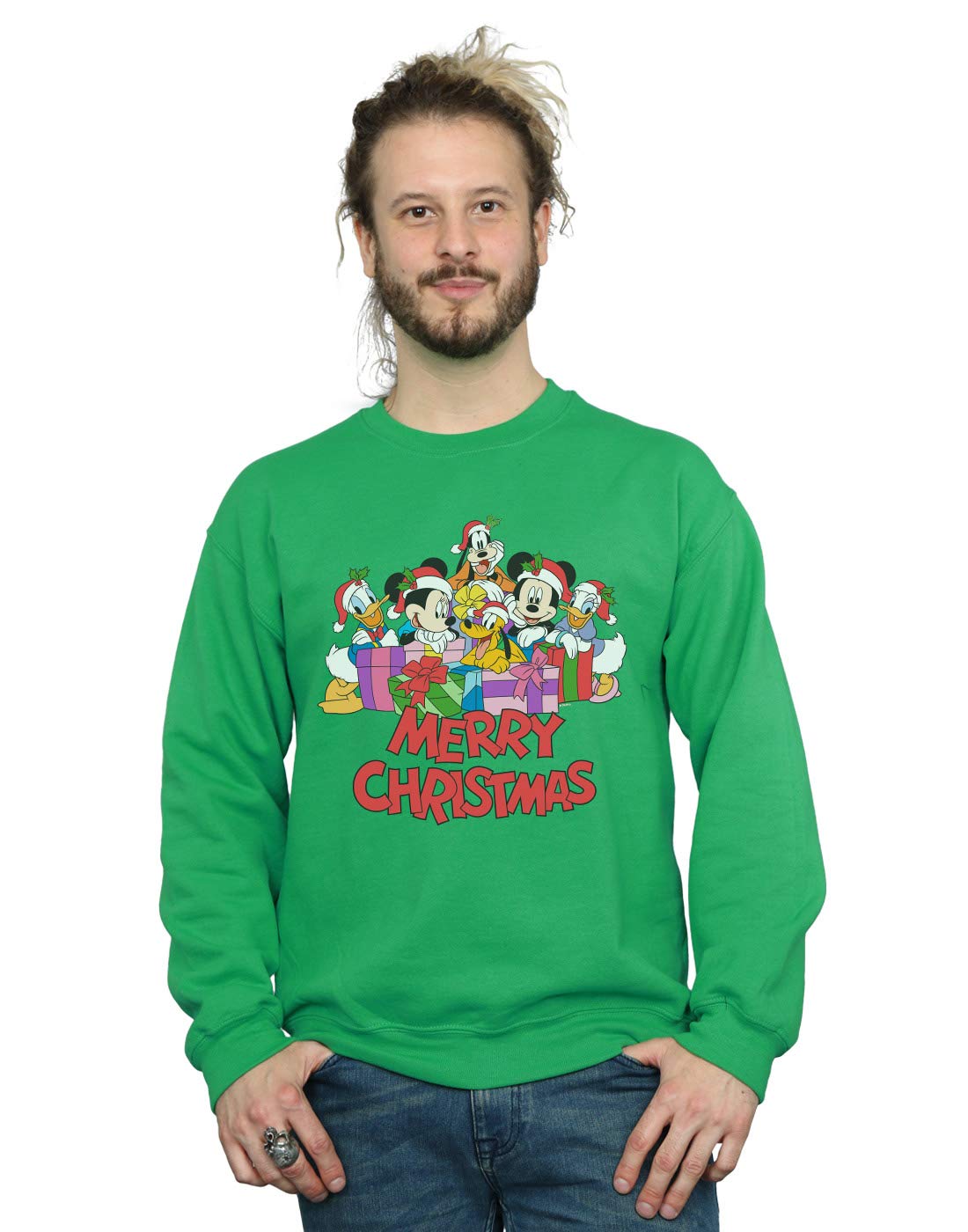 Disney Men's Mickey Mouse And Friends Christmas Sweatshirt Irish Green Small