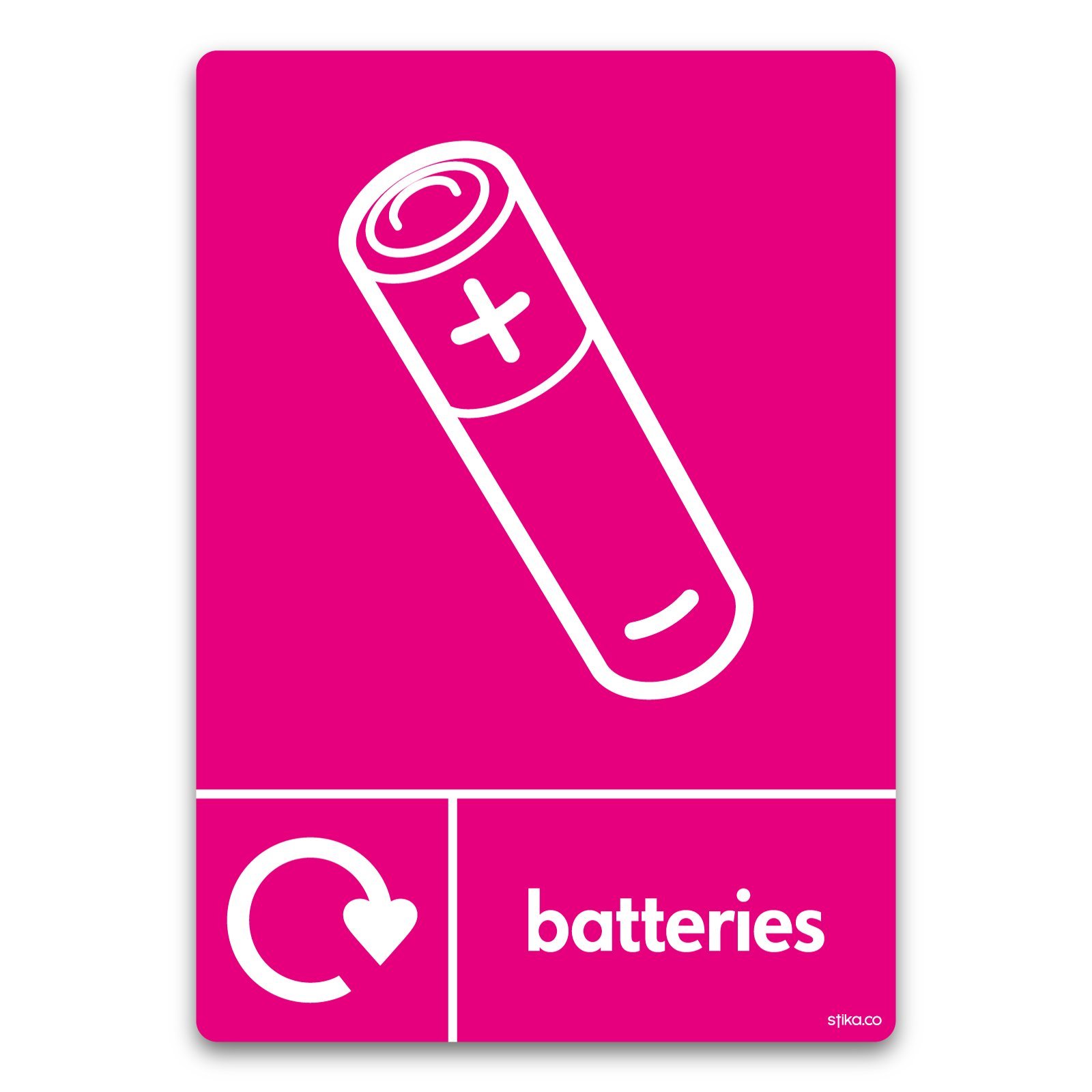 stika.co WRAP Batteries Recycling Signs - Self Adhesive Vinyl Sticker for Good Recycling - Recycle Now Signs, A6-148x105mm - Conforms to BS EN ISO 7010 Standards