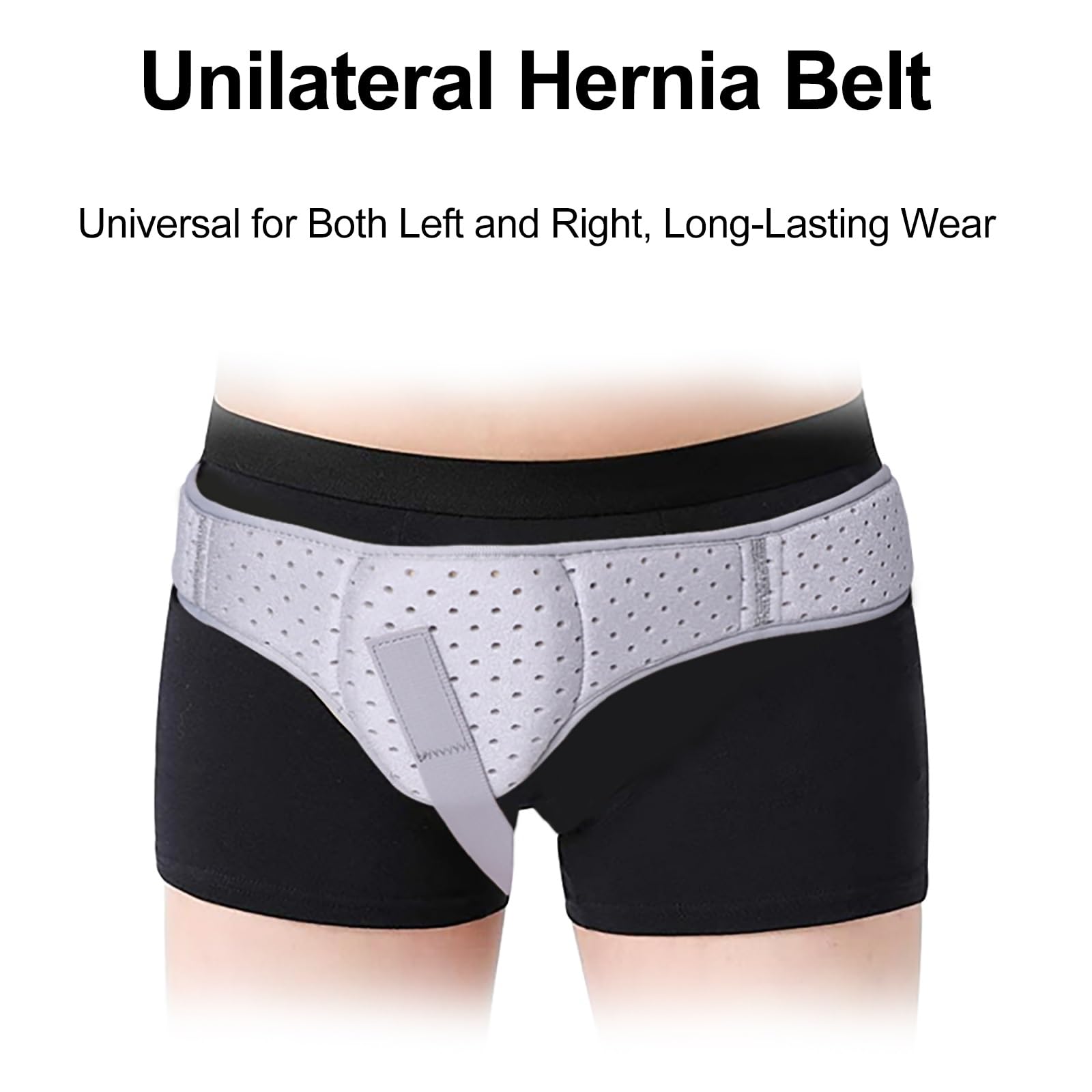 Cintura per Ernia Inguinale per Uomo e Donna, Cinto per Ernia Inguinale Regolabile Fascia con Cuscinetti di Compressione Rimovibili(Black,Medium)