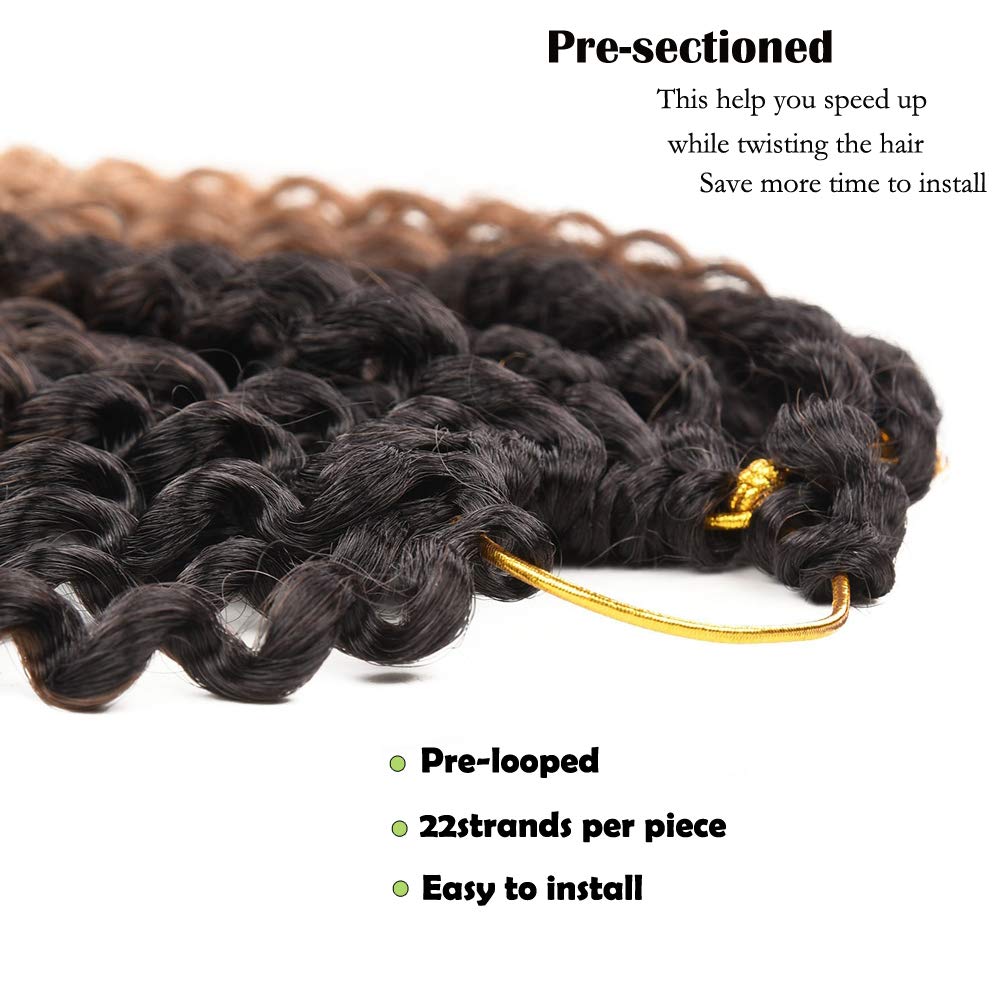 7 Packs Passion Twist Hair 22 Inch Water Wave Synthetic Curly Braids for Passion Twist Crochet Braiding Hair Long Bohemian Curly Hair (22inch, 1B/brown/honey blonde)