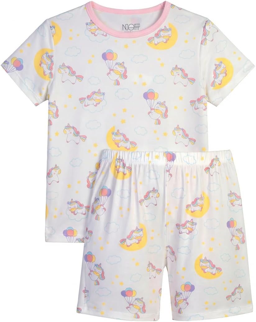 Baby Girls Pajamas 2-Piece Set,Short&LongSleeve Sleepwear with Unicorn Print,Soft, Breathable & Machine Washable(0-36 Mothes