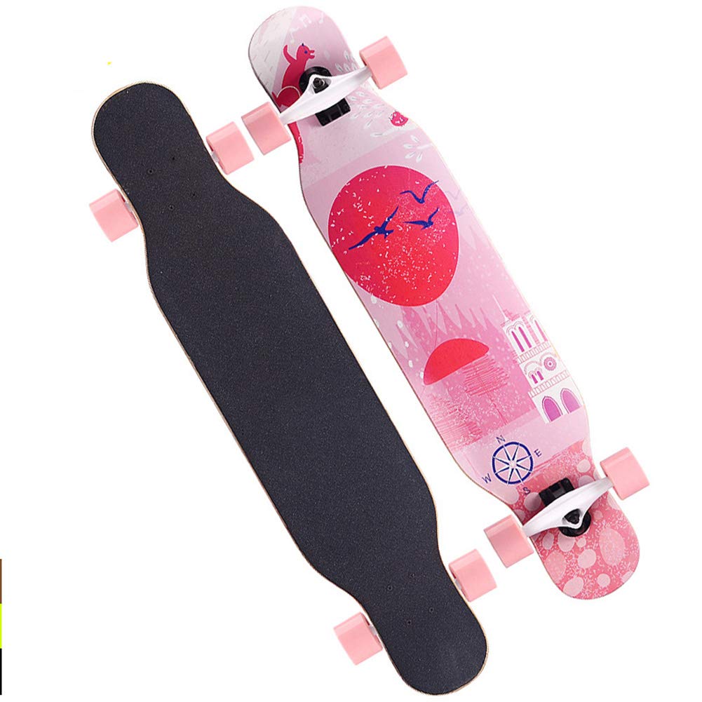 WZHESS 42-Inch Longboard Skateboard,9 Layers Maple Wide Deck Dancing Longboard,Boys/Girls/Youth Load Maximum 440 Pounds,Complete Cruiser Teen Beginners Highway Skateboard,C