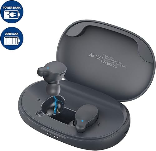 Auricolari Bluetooth 5 0 RIVERSONG Wireless Cuffie Stereo Con Custodia Ricarica 2000mAh MIC Ore Riproduzione per IOS Android Auricolari Bluetooth 5 0 RIVERSONG Wireless Cuffie Stereo Con Custodia Ricarica 2000mAh MIC Ore Riproduzione per IOS Android