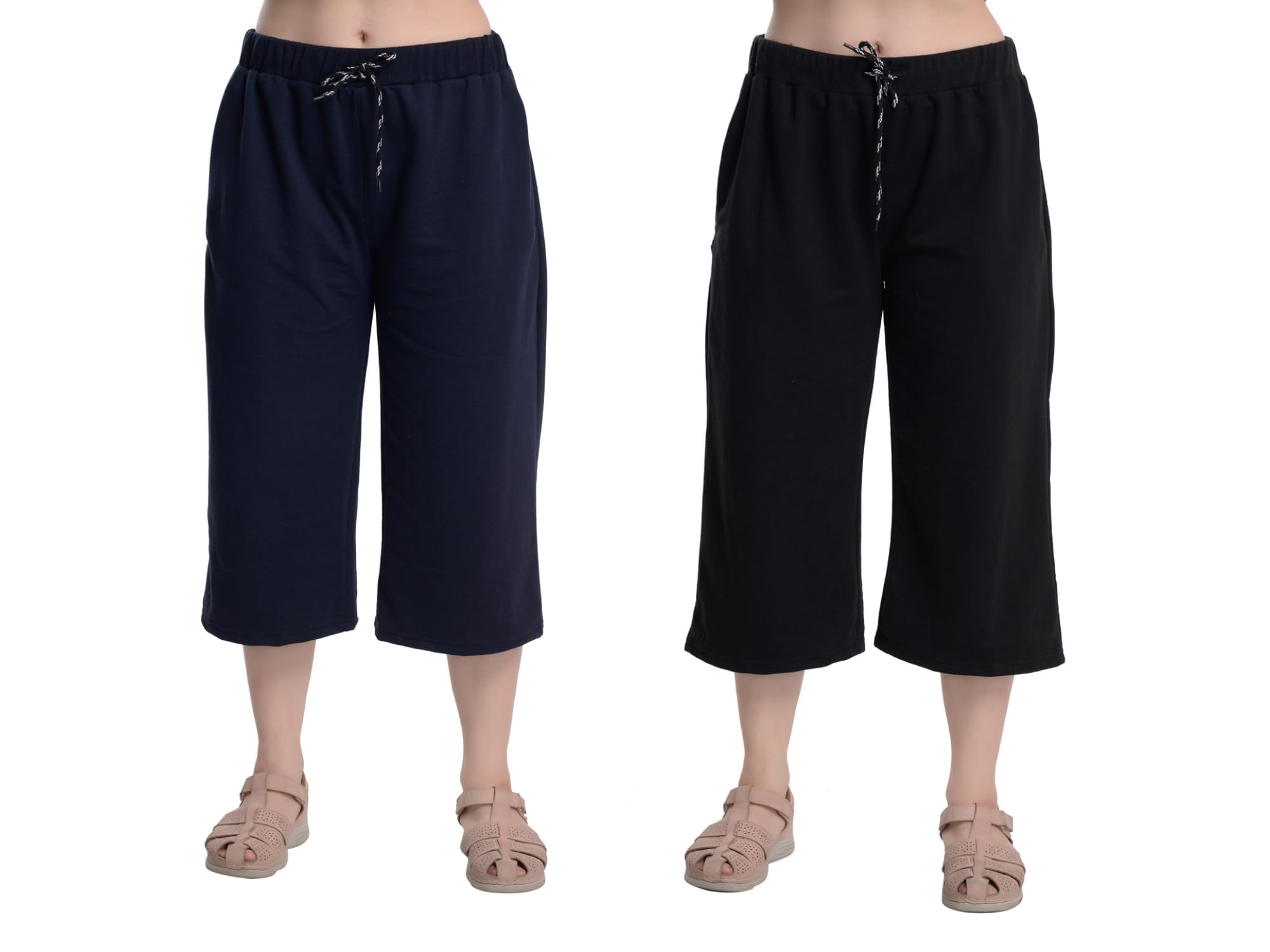 Women's Cotton Plain Capri Pants, Loose Yoga Pants, Nightwear for Women-image-44