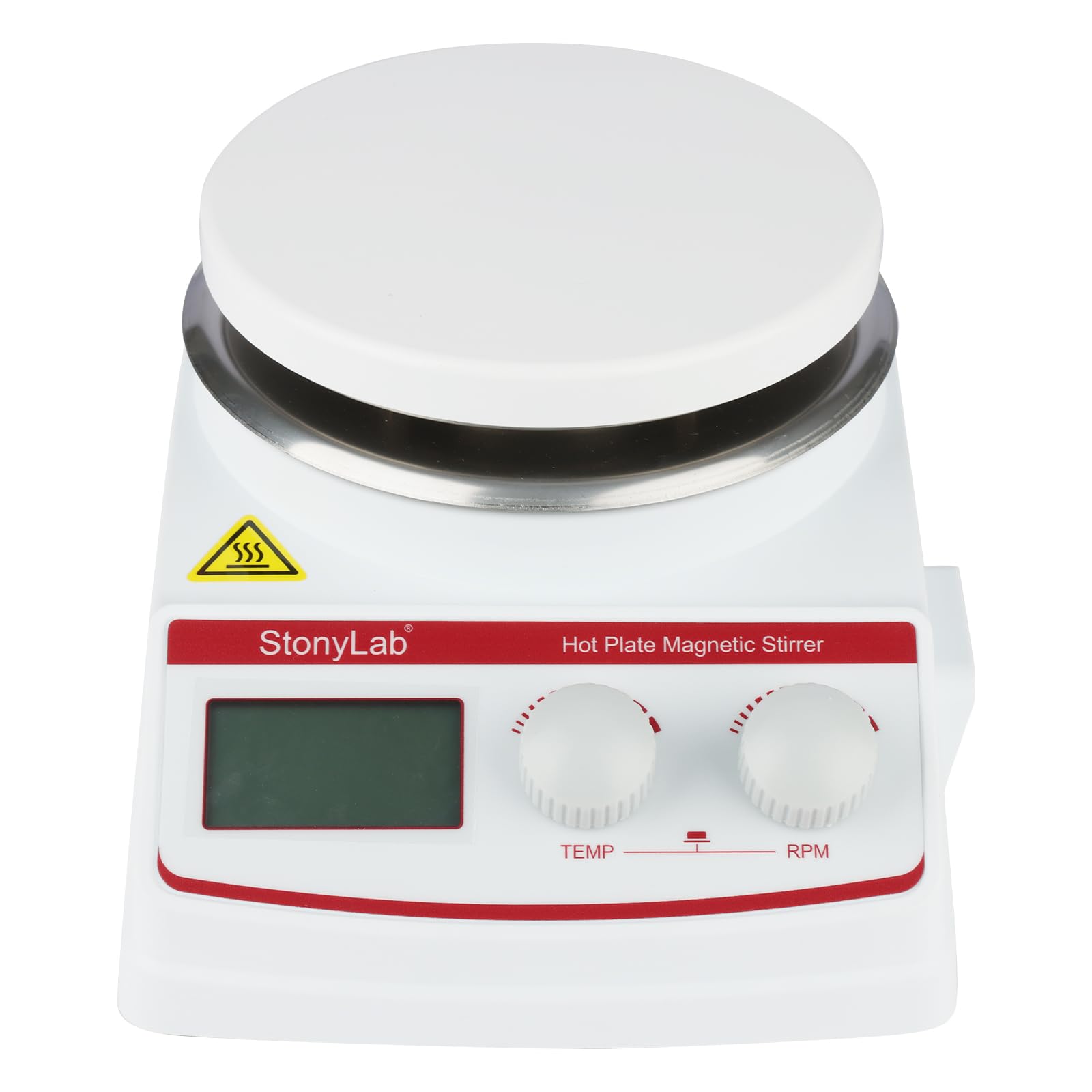 stonylab Agitador Magnético con Placa Calefactora (135 mm OD) con Recubrimiento Cerámico de Aluminio Fundido, 3L, 100-2000 RPM, Pantalla LCD, RT+5~250°C, con Soporte y Sensor