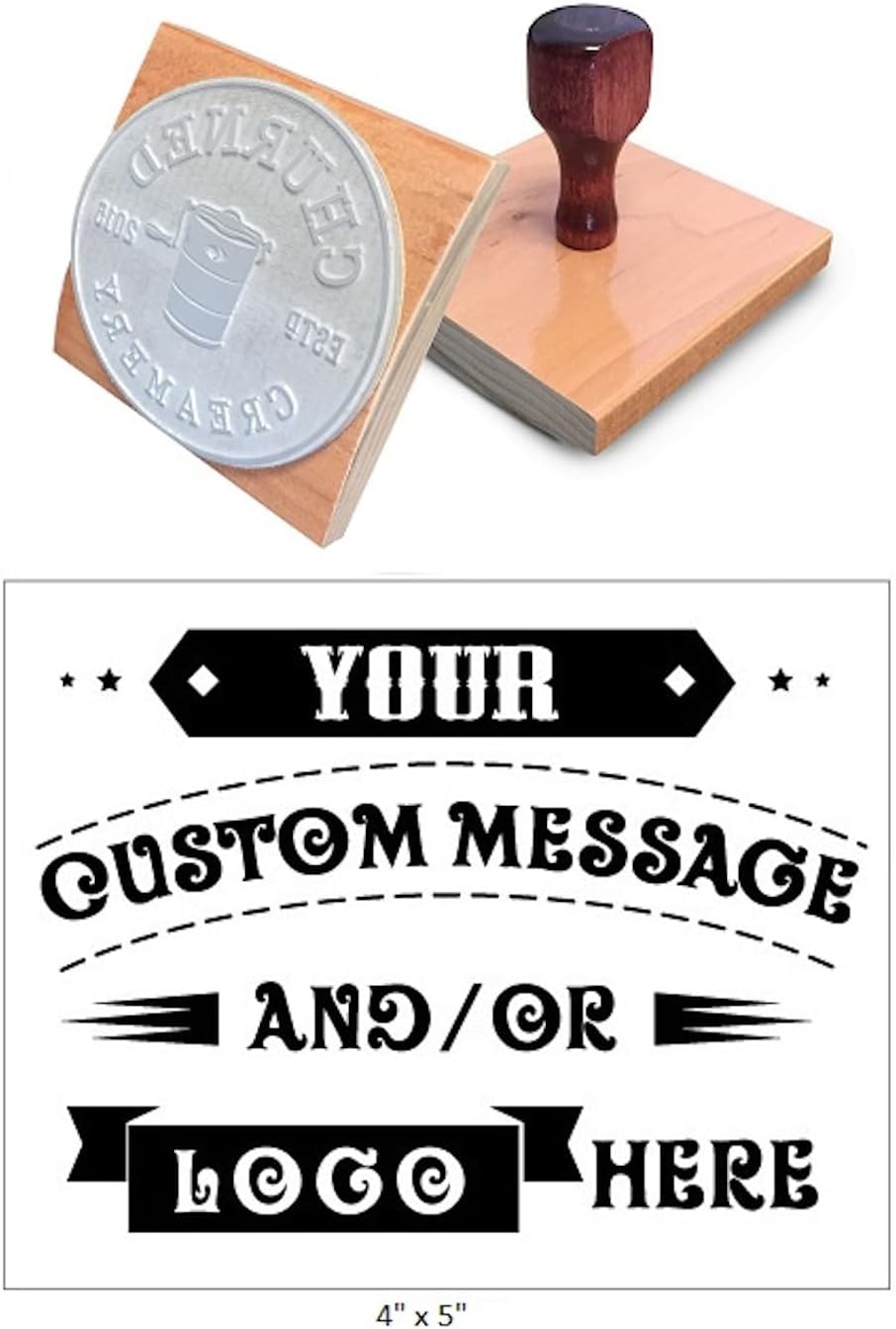 4'' x 5'' Extra Large Custom Rocker Mount Wood Hand Rubber Stamp with Wooden Handle