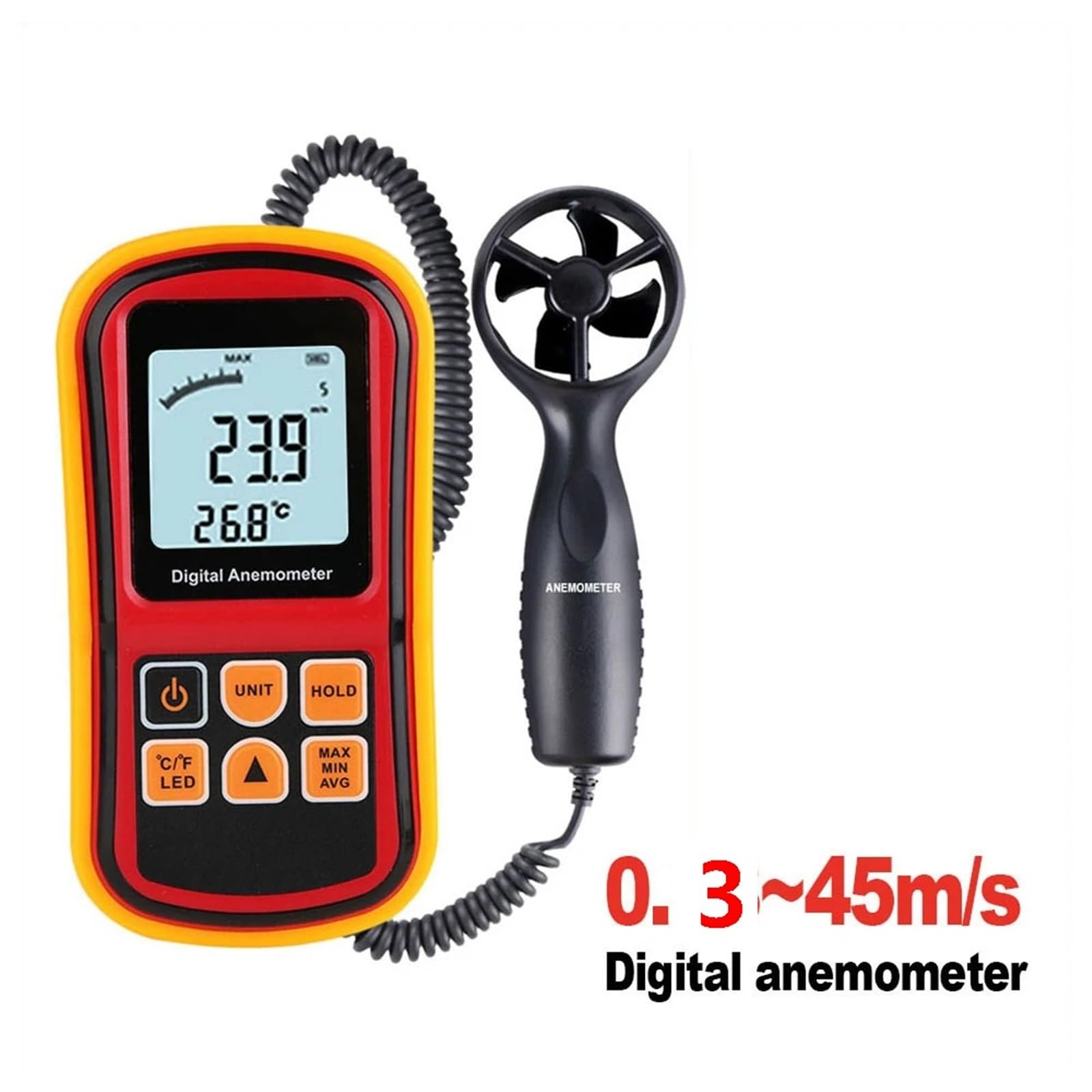 Anemómetro digital, Anemómetro Digital Medidor De Velocidad Del Viento Medida Temperatura Termómetro 45 M GM8901
